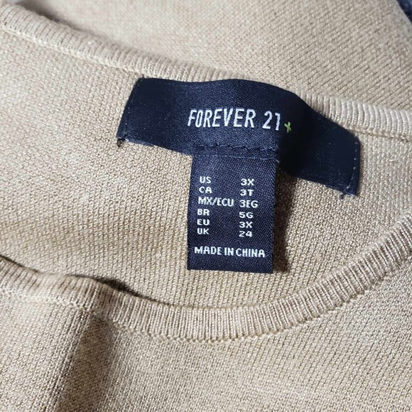 Forever 21+ Plus 3X Tan O-Ring Open Stomach Knit Sleeveless Mini Dress - Picture 5 of 7